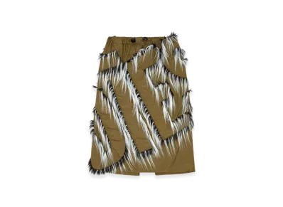 Diesel O-Sidian Parachute Nylon Skirt With Fuzzy Logo "Military Green"