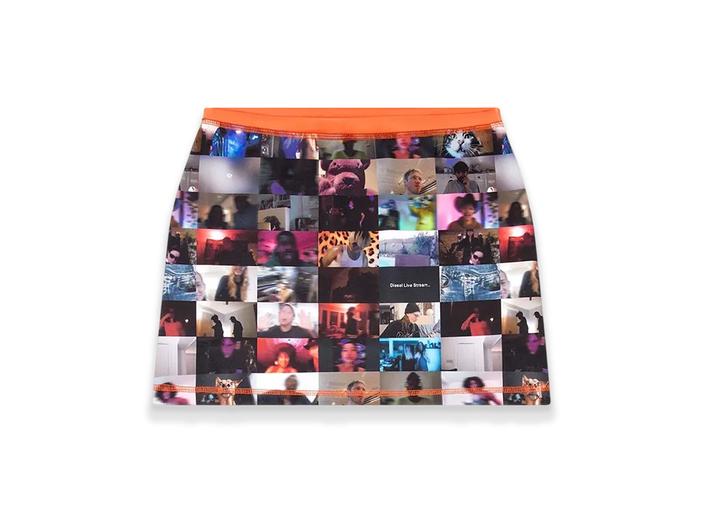 Diesel O-Plat Mini Skirt With Pop Print "Black Orange"