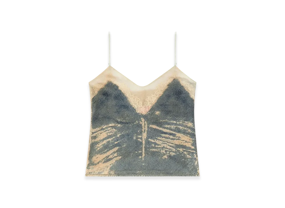 Diesel De-Tre-Fsf Strappy Top In Floating Devore Denim "Medium Blue"
