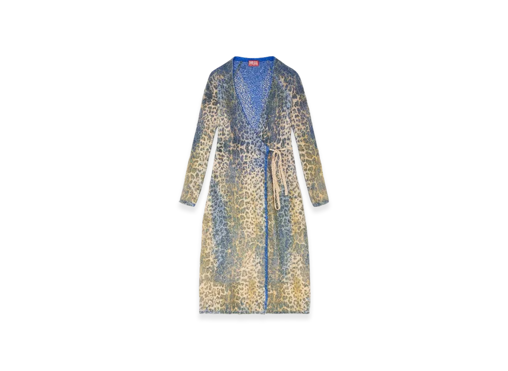 Diesel M-Sofocle Leopard Print Dress With Devore Jacquard "Beige Blue"