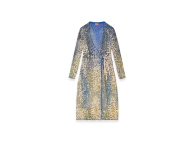 Diesel M-Sofocle Leopard Print Dress With Devore Jacquard "Beige Blue"