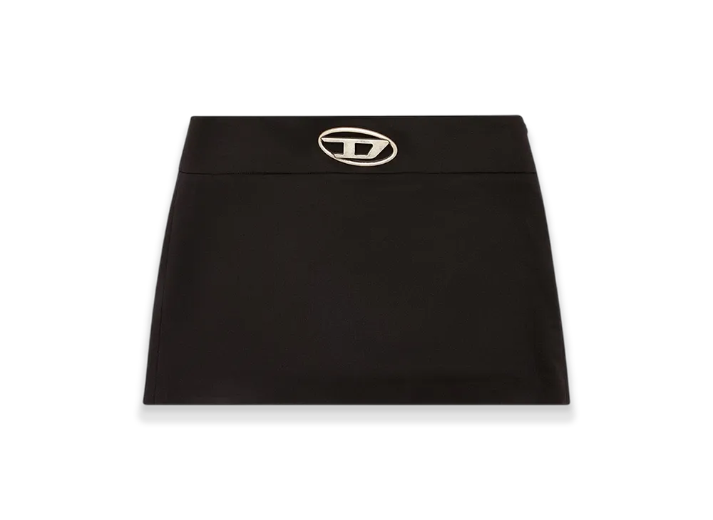 Diesel O-Dixy Mini Skirt In Wool Blend "Black Silver"