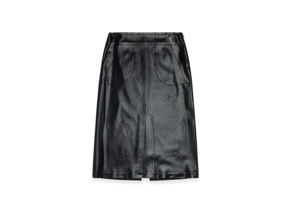 Diesel O-Rion Pinstripe Skirt With Coated Front "Black"