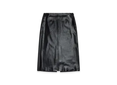 Diesel O-Rion Pinstripe Skirt With Coated Front "Black"