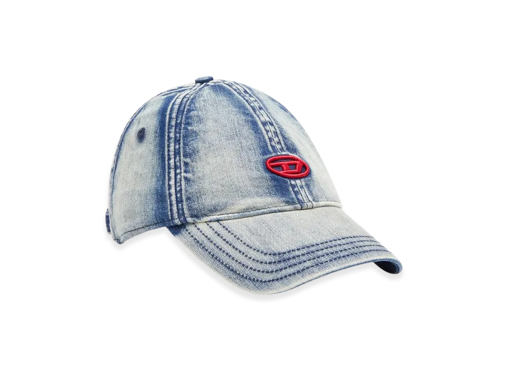Diesel C-Gable Baseball Cap In Treated Denim "Blue"