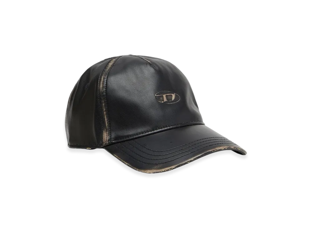 Diesel C-Heather Baseball Cap In Faux Leather "Black"
