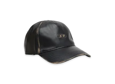 Diesel C-Heather Baseball Cap In Faux Leather "Black"