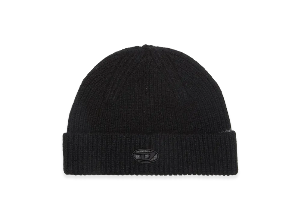 Diesel K-Arac Ribbed Beanie With Oval D Cut-Out "Black"