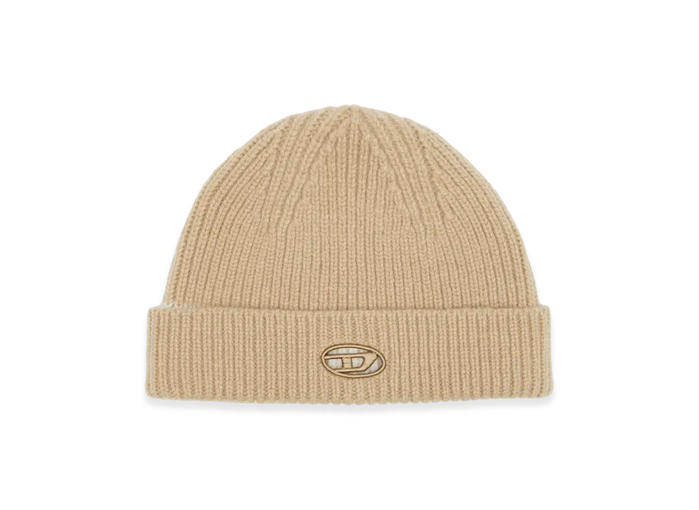 Diesel K-Arac Ribbed Beanie With Oval D Cut-Out "Light Brown"