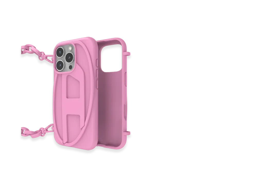 Diesel 60176 Moulded Case Oval D Chain Case For Ip 16 Pro "Pink White"
