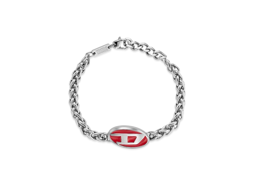 国内直営【DIESEL】Dx1445 stainless steel chainブレスレット DX1445 Red enamel and stainless steel chain bracelet