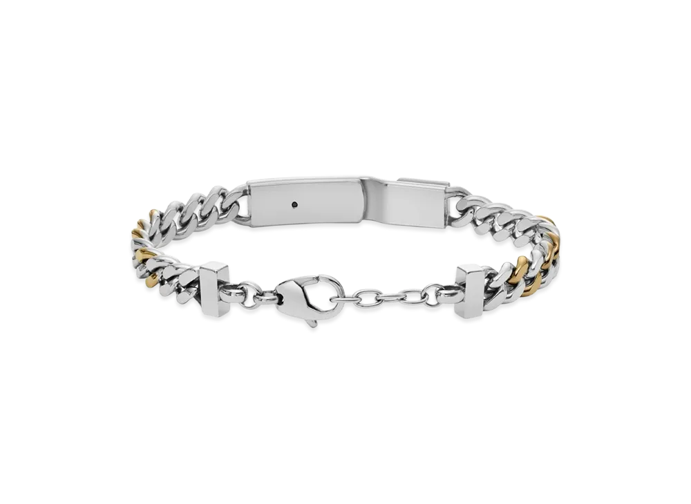 Diesel Dx1457 Two-Tone Stainless Steel Id Chain Bracelet "Silver"