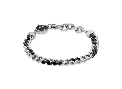 Diesel Dx1498 Two-Tone Stainless Steel Chain Bracelet "Silver Black"