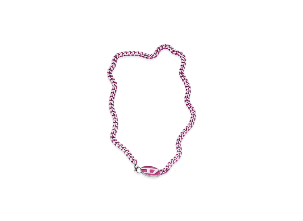 Diesel Dx1508 Stainless Steel Chain Necklace "Pink White"