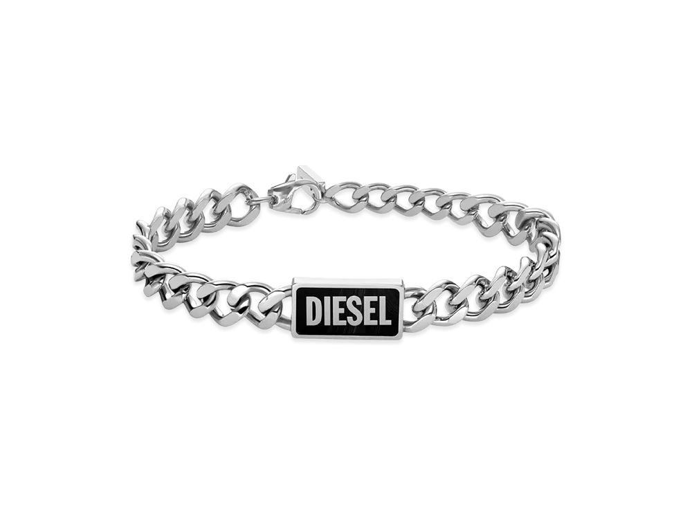 Diesel Dx1513 Black Agate Id Bracelet "Silver"