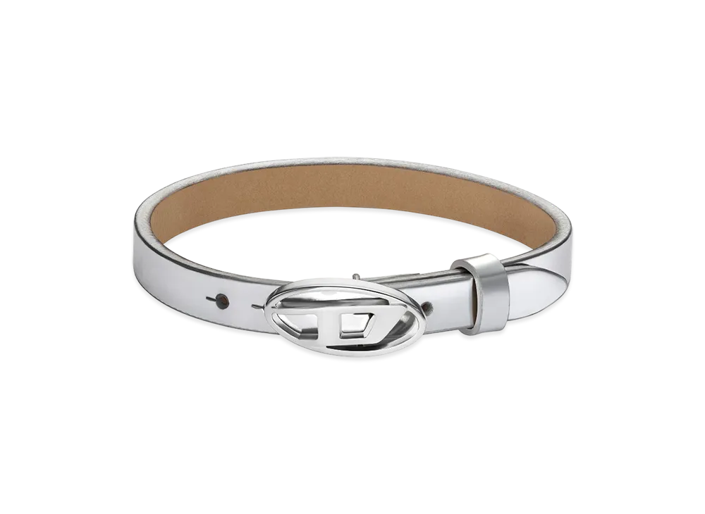 Diesel Dx1518040 Silver Leather Stackable Bracelet "Silver"