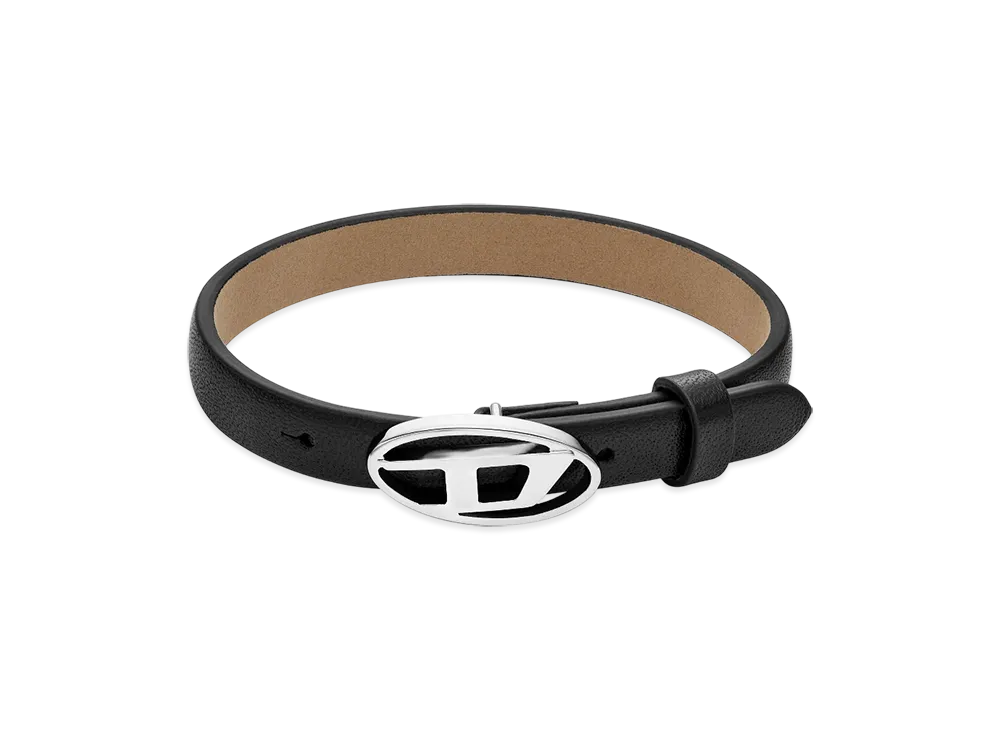 Diesel Dx1516040 Black Leather Stackable Bracelet "Black"