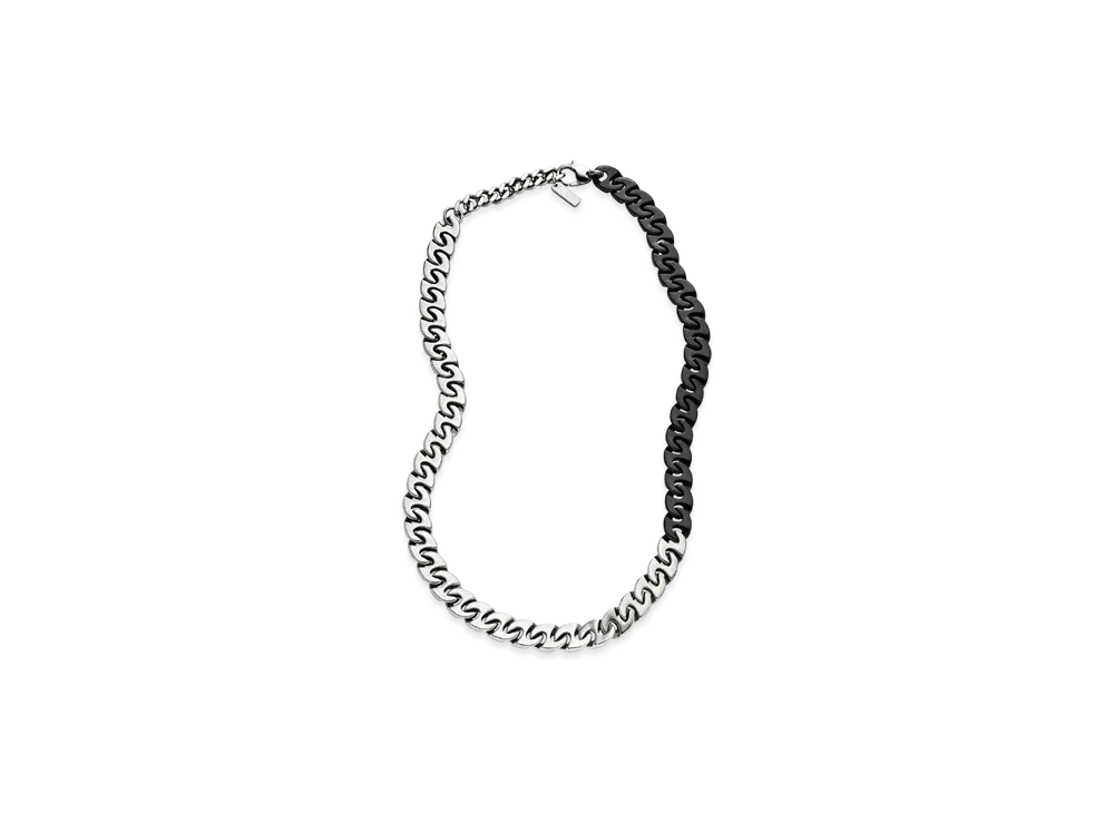 Diesel Dx1530931 Two-Tone Stainless Steel Chain Necklace "Silver Black"