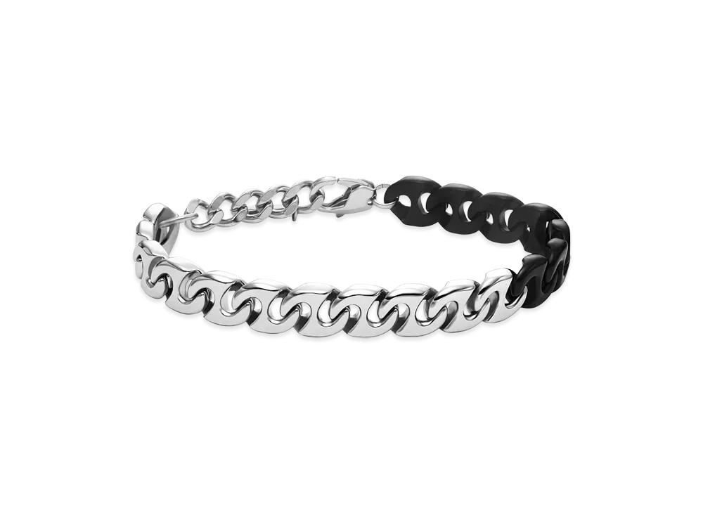 Diesel Dx1529931 Two-Tone Stainless Steel Chain Bracelet "Silver Black"