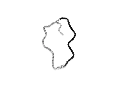 Diesel Dx1543040 Jewel Black Agate Beaded Chain Necklace "Silver Black"