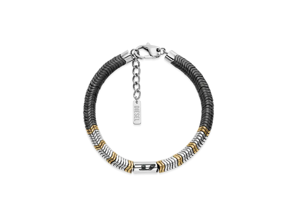 Diesel Dx1573931 Jewel Hematite Beaded Bracelet "Silver Black"