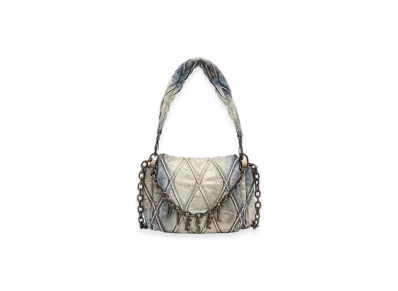 Diesel Charm-D Shoulder S Charm-D S-Small Shoulder Bag In Metallic Quilted Denim "Blue Gold"