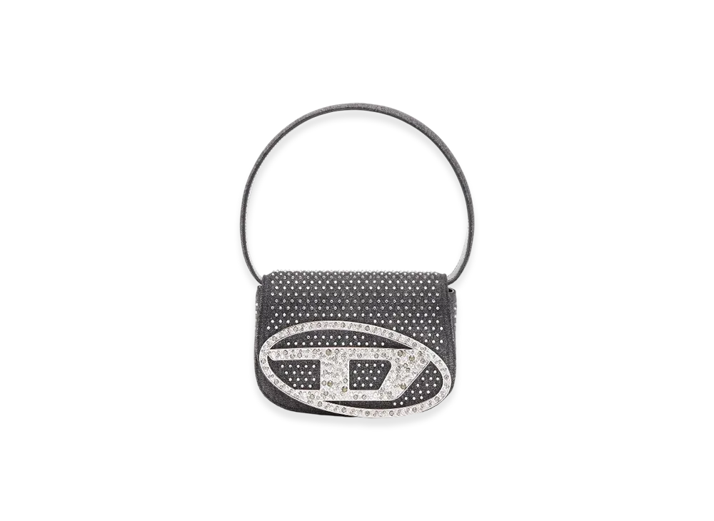 Diesel 1Dr 1Dr-Iconic Shoulder Bag In Denim And Crystals "Black"