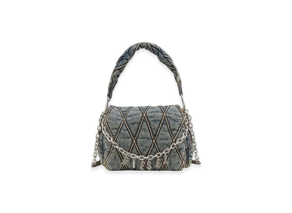 Diesel Charm-D Shoulder M Denim Quilted Shoulder Bag M "Medium Blue"