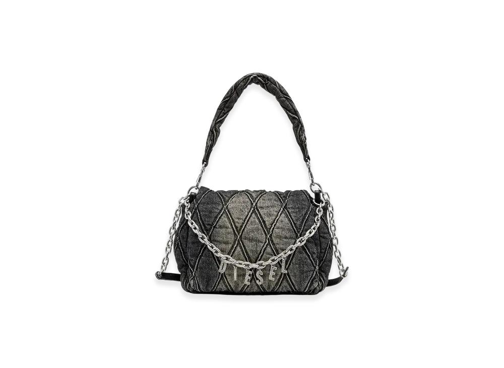 Diesel Charm-D Shoulder M Charm-D M-Shoulder Bag In Quilted Denim "Black"