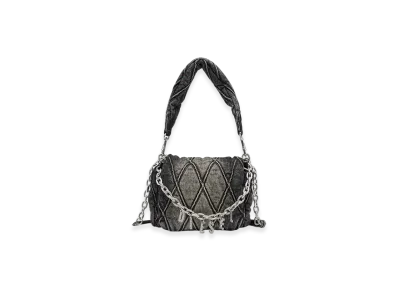 Diesel Charm-D Shoulder S Charm-D S-Small Shoulder Bag In Quilted Denim "Black"