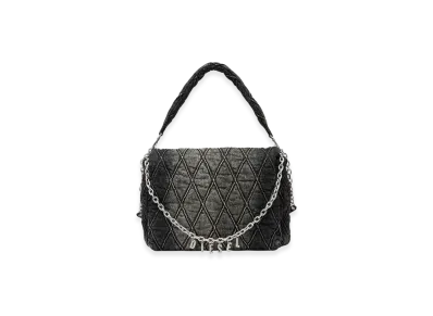Diesel Charm-D Shoulder L Charm-D L-Large Shoulder Bag In Quilted Denim "Black"