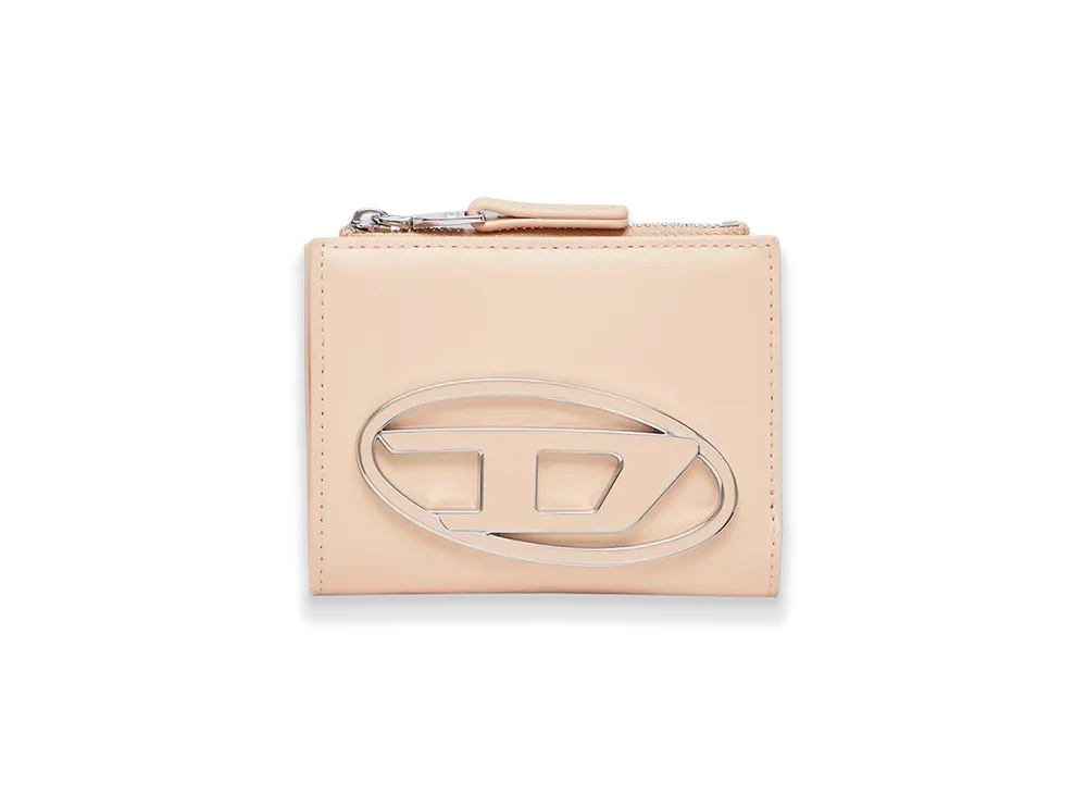 Diesel 1Dr Bi-Fold Zip Ii Small Leather Wallet With Logo Plaque "Nude Color"