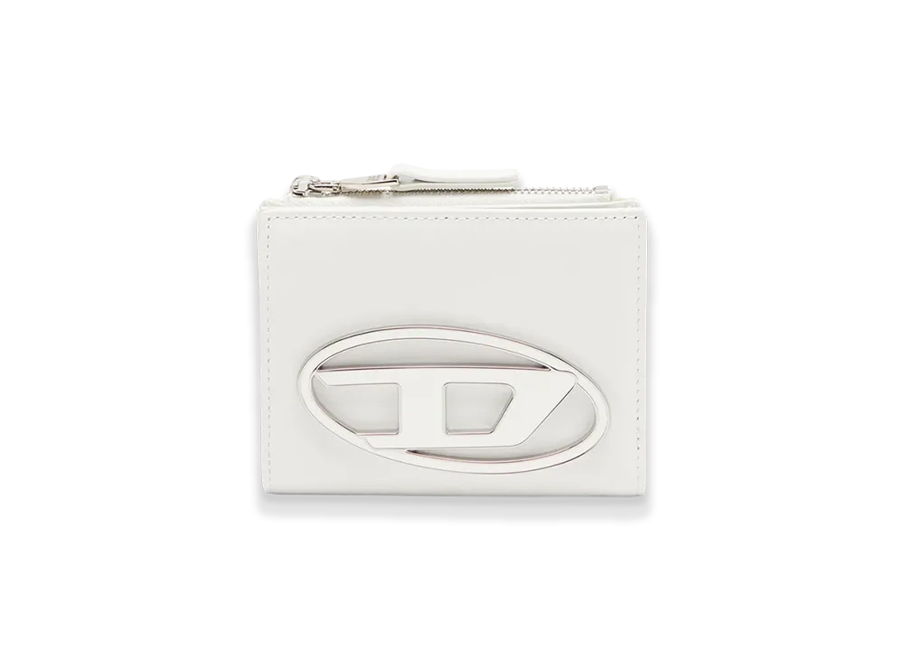 Diesel 1Dr Bi-Fold Zip Ii Small Leather Wallet With Logo Plaque "White"