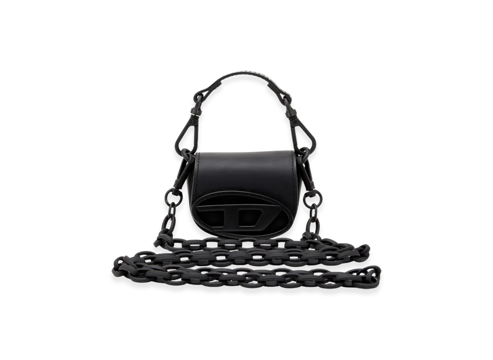 Diesel 1Dr XXS Chain Iconic Micro Bag Charm In Matte Leather "Black"