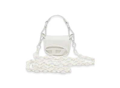 Diesel 1Dr XXS Chain Iconic Micro Bag Charm In Matte Leather "White"
