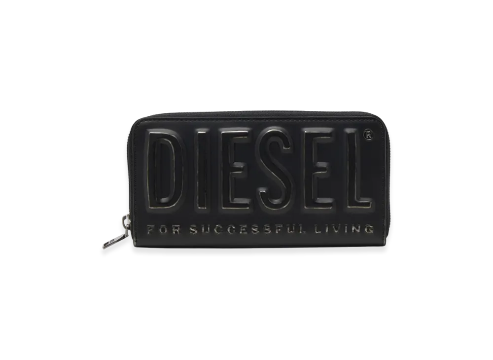 Diesel Dsl 3D -Continental Zip L Long Zip Wallet With Metal-Effect Logo "Black"