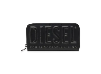 Diesel Dsl 3D -Continental Zip L Long Zip Wallet With Metal-Effect Logo "Black"