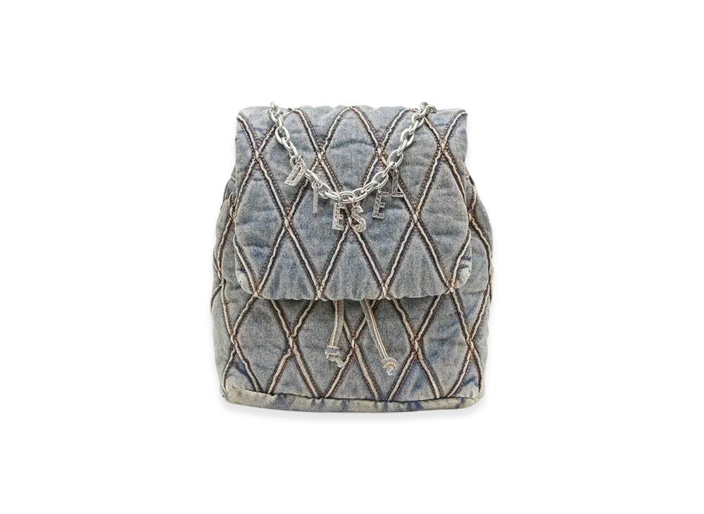 Diesel Charm-D Backpack S Charm-D S-Backpack In Argyle Quilted Denim "Blue"
