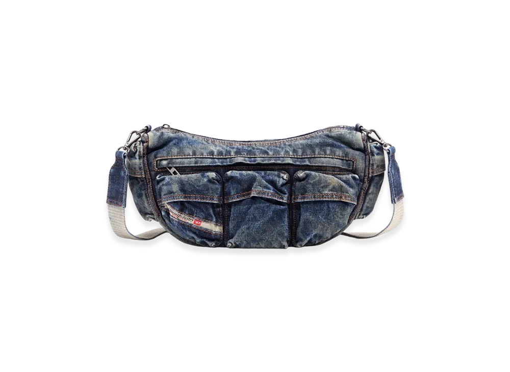 Diesel Re-Edition Travel 3000 Shoulder Bag x Travel 3000-Multipocket Bag In Treated Denim "Blue"