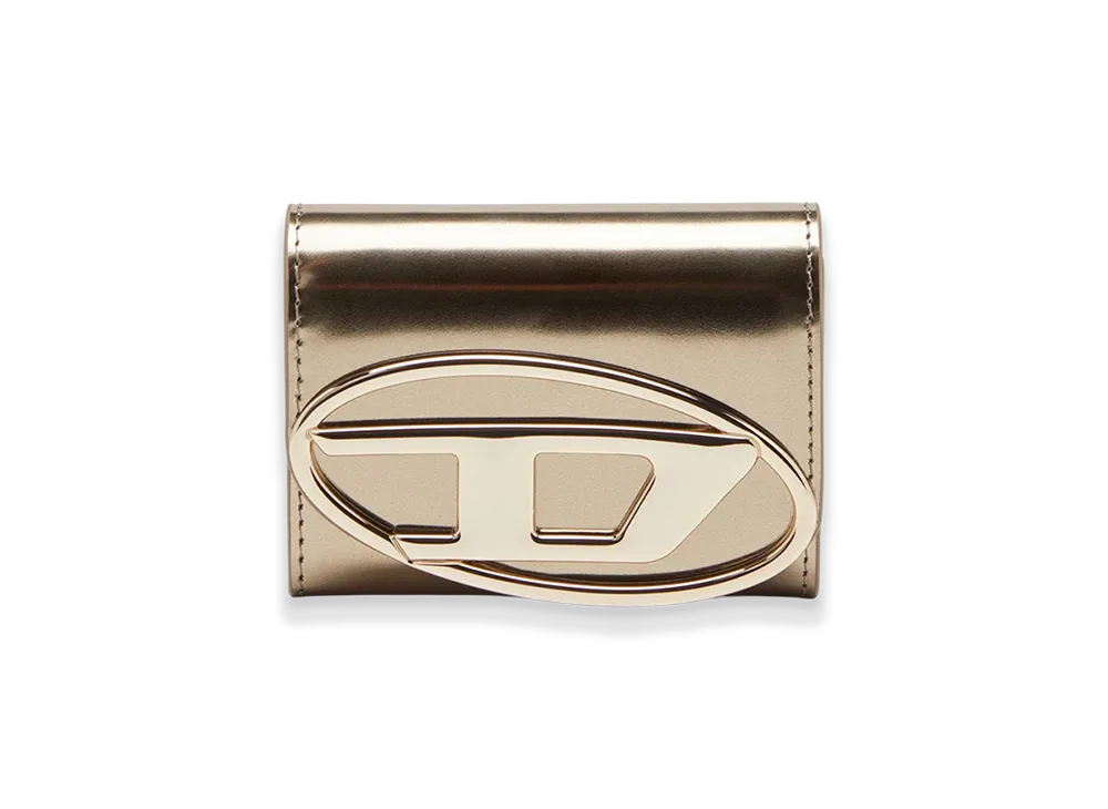 Diesel 1Dr Card Holder Bi-Fold Zip Iii Bi-Fold Card Holder In Mirrored Leather "Bronze"