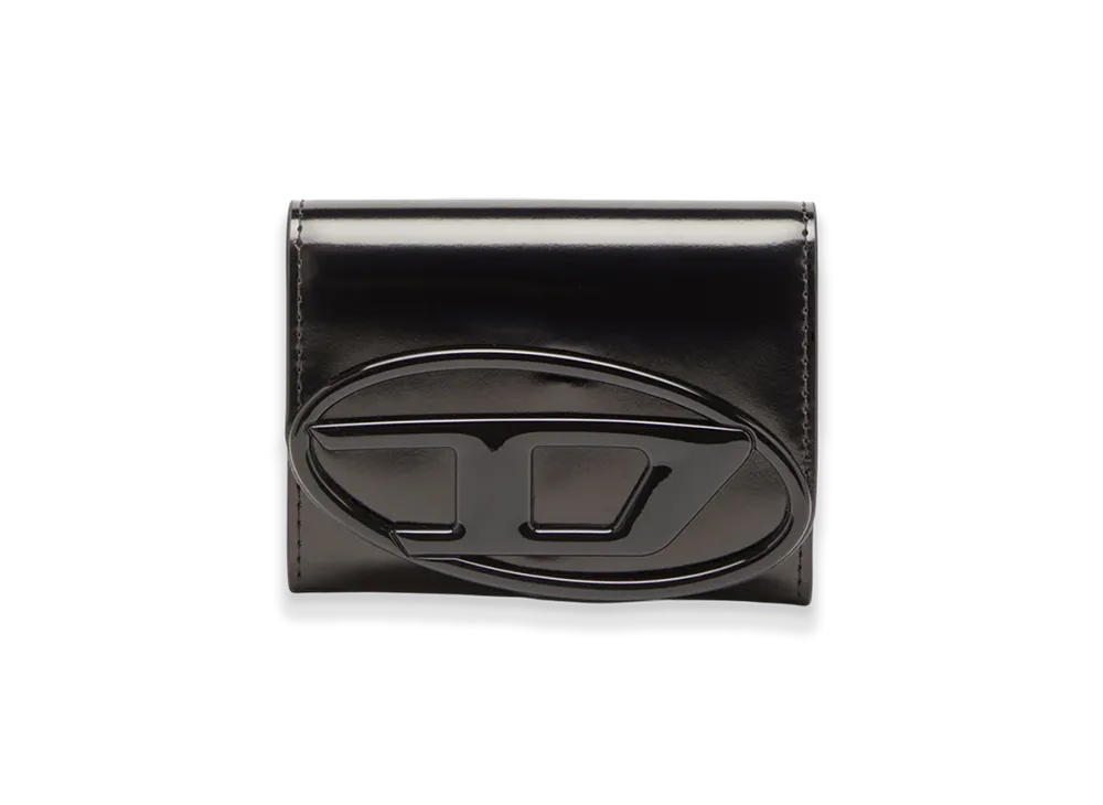 Diesel 1Dr Card Holder Bi-Fold Zip Iii Bi-Fold Card Holder In Mirrored Leather "Black"