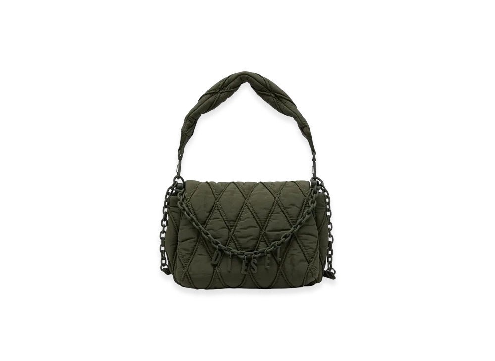Diesel Charm-D Shoulder M Charm-D M-Shoulder Bag In Quilted Nylon "Dark Green"
