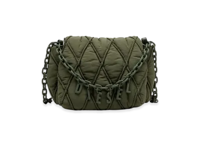 Diesel Charm-D Shoulder S Charm-D S-Small Shoulder Bag In Quilted Nylon "Dark Green"