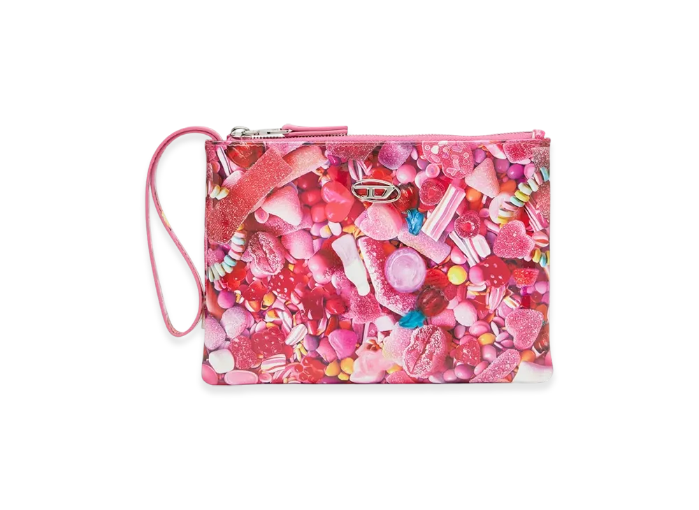 Diesel Play Pouch Ii Pouch In Printed Glossy Pu "Pink White"