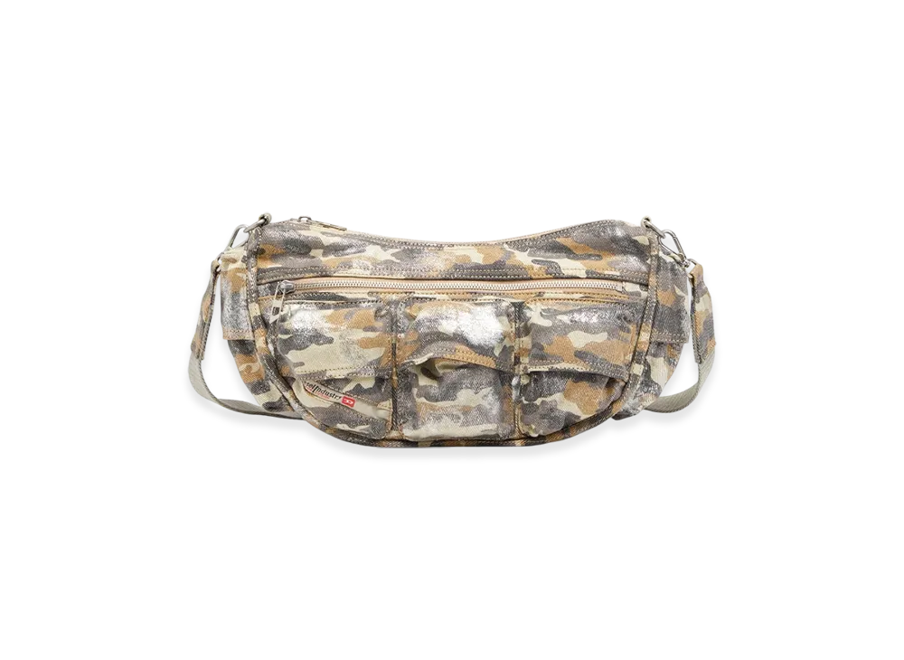 Diesel Multi-Pkts Shoulder Bag x Multi-Pkts-Multipocket Bag In Metallic Camo Twill "Multicolor Brown"