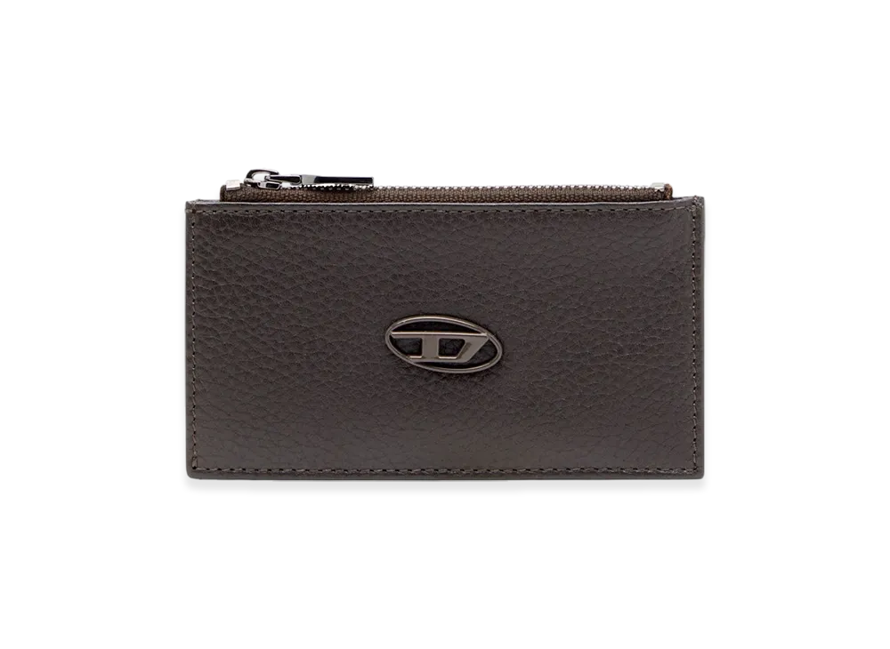 Diesel Hissu Evo Card Holder Iii Flat Card Holder In Grainy Leather "Dark Brown"