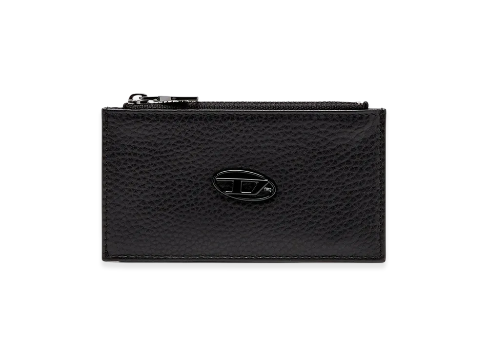 Diesel Hissu Evo Card Holder Iii Flat Card Holder In Grainy Leather "Black"