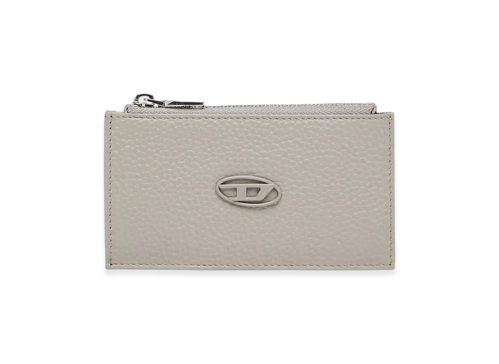 Diesel Hissu Evo Card Holder Iii Flat Card Holder In Grainy Leather "Gray"