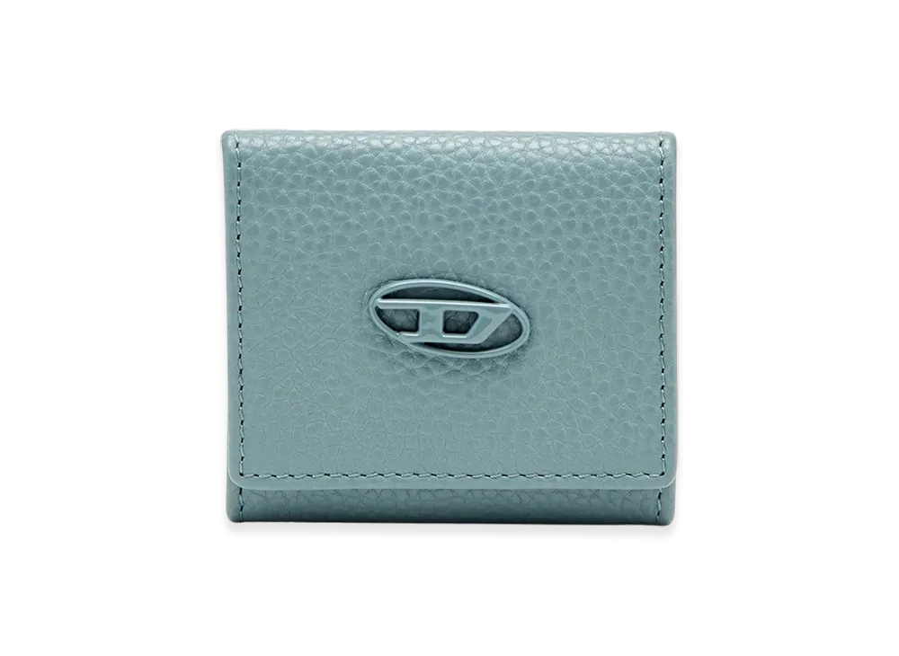 Diesel Hissu Evo Coin Case Coin Purse In Grainy Leather "Light Blue"