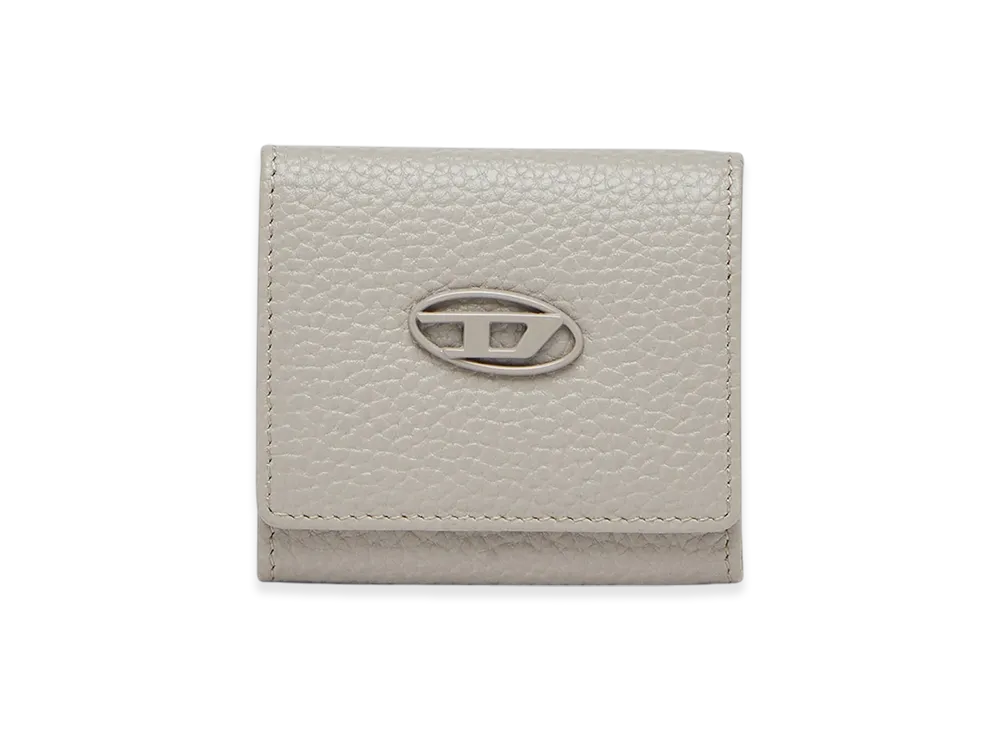Diesel Hissu Evo Coin Case Coin Purse In Grainy Leather "Gray"